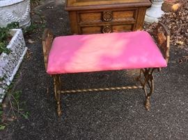  Metal base padded vanity bench
