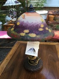 Handale Collection painted lily pad lamp shade table lamp