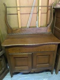  Oak wash stand with towel bar 