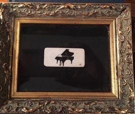 Baby grand piano 
Scrimshaw