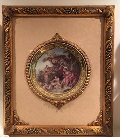  Vintage plate in gold gilded frame 