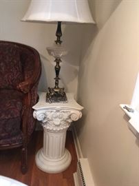 Low White Ceramic Pedestal Plant stand