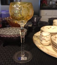 yellow Cut to clear stemware