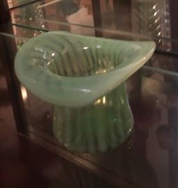 Stripped Opalescent hat vase