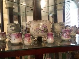 Porcelain serving pieces S&P, Creamer, Planter, teacup, footed bowl