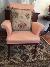 Peach upholstered Arm Chair