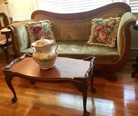 Early Victorian Empire Sofa  ~  Beautiful Sofa pillows