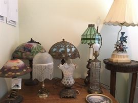  Large collection of old vintage and modern  table lamps 