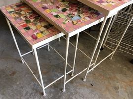  Wrought iron  mosaic nesting tables 