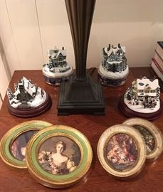  Christmas musical trinket boxes,  Italian oval camero prints