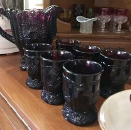 Vintage amethyst juice glass set