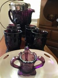 Amethyst three handle toothpick holder