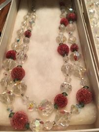 Aurora Borealis and sugar berry beaded necklace