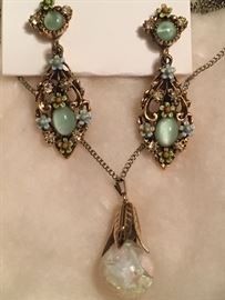 Earrings and opalite necklace