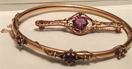 Vintage 10K Brooch and 14K Bracelet