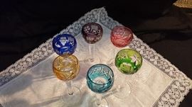 Bohemian Cut to Clear Liqueur Cordials Set of Six