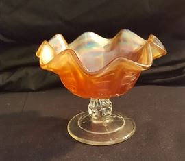 Fenton Marigold Opalescent Ruffled Edge Candy Dish