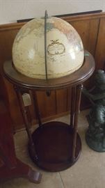 Old World Globe on Wood Floor Stand