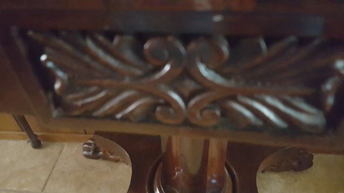 Empire Revival Mahogany Claw Foot Game Table with Felt Circa 1900