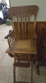 Antique Cane Seated High Chair