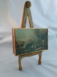 Vintage Italy Gold Florentine Jewelry Music Box with Stand