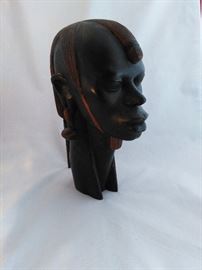 Ebony Tribal Carved African Bust