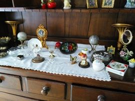 Primitive Early Old Step Back Cabinet, Assorted Nik n Naks Bric a Brac