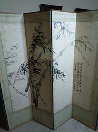 Six Panel Floor Room Divider Hand Painted