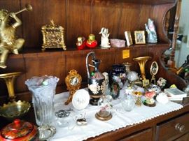 Primitive Early Old Step Back Cabinet, Assorted Nik n Naks Bric a Brac