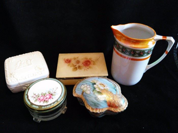 Assorted Trinket Boxes, Pitcher