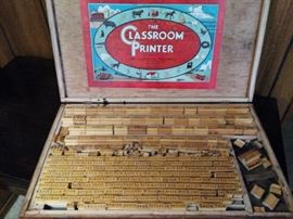 Vintage Rubber Stamps The Classroom Printer Wood with Rubber Stamps Complete Set Great Condition