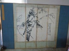 Six Panel Floor Room Divider Hand Painted