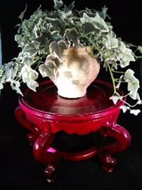 Vase Stand, Silk Ivy Plant on Oriental Plant Stand