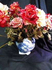 Silk Roses arranged in Bombay Vase