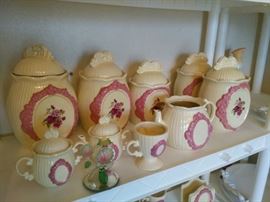 Assorted Ceramic Pieces, Canisters, Sugar & Creamer