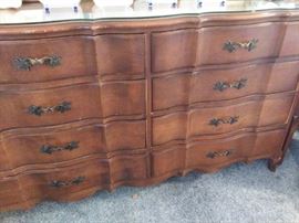 Antique French Serpentine Dresser with Mirror