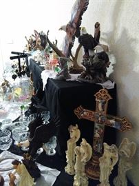 Grouping of Resin Angels, Desk Top Cross with Life of the Savior, Eagle Collection