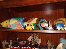 Decorative wood carved fish