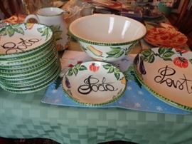 Pasta set - bowls, large serving bowl and platter