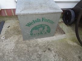 Original Welsh Farms galvanized milk box