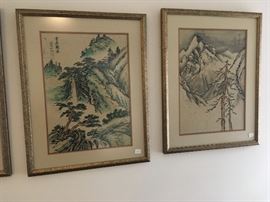 These are two of a four-piece set of Asian-themed art.