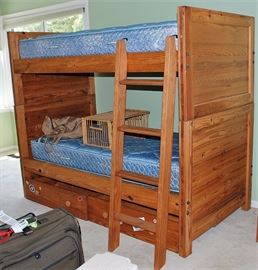 2 Wood Frame Twin  Bunk Beds w/Storage Underneath