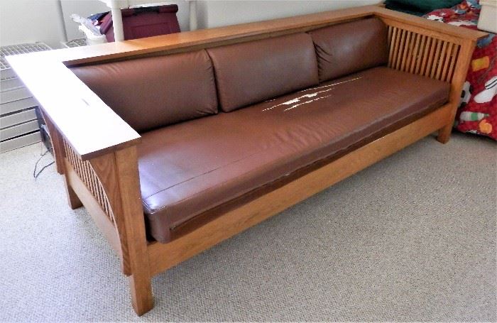 Wood Frame Leather Couch