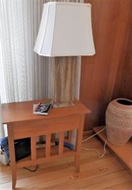 End Table and Pottery Table Lamp