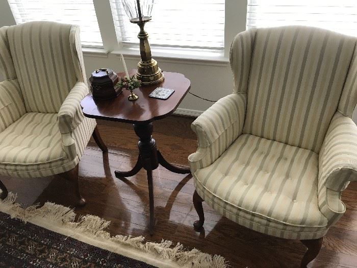 Classy Wing Chairs and Antique Table