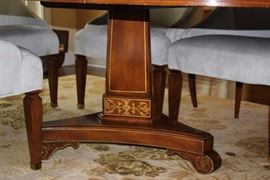 Antique Dining Room Table and 6 Ultra Suede, High Back, Contemporary Chairs