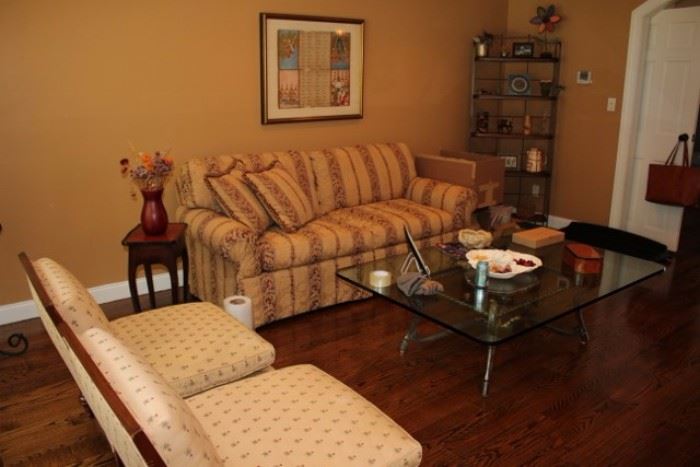 Sofa, Side Table, Coffee Table and Pair of Upholstered Chairs
