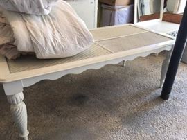 Whitewashed Wood & Wicker Dining Table with 10 Chairs