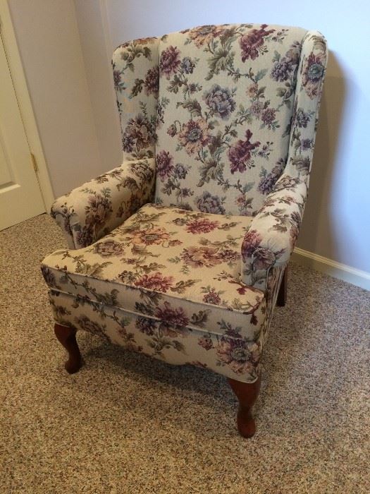 Queen Anne Floral Wing Chair