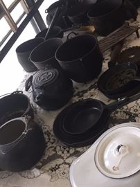 here's the cast iron cookware--tables full!